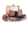 Fashion Hommes Boîte d'arc en bois Bleu Bleu Strip Sculpté Sculpture auto-Bowtie Homme Entreprise Mariage Boutons de manchette Accessoires Gravata Bowknots