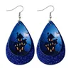 New Halloween Brincos Crânio Sequins da gota da água em forma de camada dupla PU couro brincos de abóbora Brincos fantasmas por Mulheres Jóias M2464