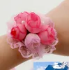 Piękny Różowy Czerwony Szampan Fioletowy Kwiat Corsage Z Pin Broszka Pin Na Wedding Bridal Groom Dostaw Detal I HurtownieBF02