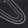 Hip Hop Schmuck 3 4 5mm Seil Kette Halskette Twisted Gold Silber Farbe 316L Edelstahl Halsketten für Frauen männer Schmuck