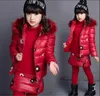 Conjunto de ropa para niños para niñas grandes invierno 2020 nuevo chaleco con capucha acolchado de algodón sudadera falda pantalones 3 uds trajes cálidos para niñosWY1516