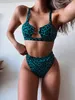 Damska Stroje Kąpielowe Sexy Push Up Bikini Mujer 2021 Leopard Swim Suit dla Kobiet Plaża Nosić pływanie wysokiej talii Oddzielne kąpiel