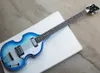 Factory Wholesale 4 Strings Blue BB Electric Bass with Hollow Body,Rosewood Fretboard,White Pearled Pickguard