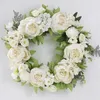 Guirlande de fleurs artificielles couronne de pivoine 40cm diamètre porte de pivoine guirlande de fleurs rondes décor de porte d'entrée de maison