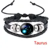 12 horoscope sign bracelet Time Gemstone Glass Leather Multilayer Wrap Braided adjustable Bracelets Bangle Cuff Wristband Jewelry