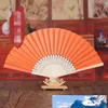 Wielokolorowe Letnie Chiński Pure Color Ręcznie Papier Wentylatory Pocket Folding Bamboo Fan Wedding Party Favor hurtownie Darmowa Wysyłka