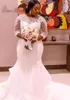 3/4 Sleeves Sheer Neck See Through Africa Mermaid Wedding Dresses 2020 Pure White Color Plus Size covered buttons Custom Made Wedding Gown