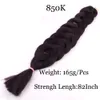 Större lager Syntetisk flätande hår 82inch 165g Singelfärg Hög temperaturfiber Syntetisk virka Jumbo Braiding Hair Extensions