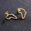 Mini Africa Map Stud Earrings Silver Color/Gold Color African Earrings Small Ornaments Traditional Ethnic Gifts Stainless Steel Jewelry