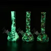 DHL 7.4 '' Glow in the Dark Beaker Water Pipe Unbreakable Printing Silicone Bongs met glazen kom siliconen waterleiding voor rokende bongen