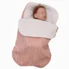 Baby Swaddle Blanket Wrap Newborn Sleeping Bag Warm Knitted Fleece Stroller Sack Knit Crochet Winter Warm Sleeping Bag KKA7985