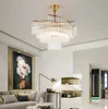 Creative led crystal chandelier for living room bedroom kitchen chandeliers luxury gold round chain light fixtures with free bulb
