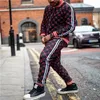 Nya Färgglada Plaid Men Casual Zipper Set Höst TrackSuit Set Male Sweatshirt Pocket Fashion Jackor Män Tracksuit Sets Mens