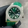 eternity Top modified version Diamond inlay 904L Steel 116610 ETA A2836 Automatic Green Dial Mens Watch Iced Out Diamonds Case Sport Watches