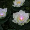 Kunstmatige waterdichte LED-optische vezel licht drijvende witte lotusbloemen lelie bruiloft nacht licht decoratie D551