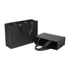 Luxuriöse schwarze Geschenkpapiertüte nach Maß mit bedrucktem Logo, Schmuckverpackung, Kraft-Einkaufspapiertüte mit Bandgriffen