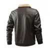 Hombre Casual PU Chaquetas de cuero Moda Tendencia Lavado con bolsillo Prendas de abrigo Diseñador Nuevo Cuello de piel masculino Manga larga Chaquetas con cremallera delgadas Abrigo