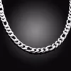 24 Pure Real 925 Sterling Silver Figaro Chains Halsband Kvinnor Män smycken Boy Friend Gift 60cm 10mm Colier Whole266f