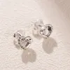 Knotted Heart Stud Earrings Real Sterling Silver for Pandora CZ Diamond Wedding designer Jewelry For Women Girlfriend Gift Love Earring Set with Original Box