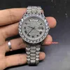 Hot Salking Men Iced Diamond Watch Silver Stainless Aço Diamond Diamond Face Face Automático Hip Hop Relógios