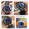 21mm 20mm gummi silikonklockband för roll Deep Sea Dwell Waterproof Steel Folding Distribution Buckle Black Blue Green GMT Strap252J