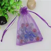 En gros 200 pcs/lot 9*12 cm violet bijoux pochettes cadeaux faveur mariage bonbons sacs cordon Organza sac