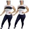 Lettre Imprimer Mode Femmes Survêtement À Manches Courtes Hauts + Pantalons Deux Pièces Tenues Printemps Eté Sportswear Casual Costume De Sport Vêtements INS