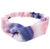 Bandeau Tie Dyed Sports Turbans Cross Polyester Stretch Hairband Large Yoga Priting Head Band Filles Lady Chapeaux Accessoires De Cheveux LSK417