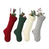 Christmas Acrylic Knitted Socks Red Green White Gray Knitting Stocking Christmas Tree Hanging Gift Sock Xmas Party Candy Stockings Bags LX25