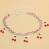 Rhinestone Cherry Naszyjnik Iced Out Chain Bling Kobiety Moda Hip Hop Biżuteria Złoto Posrebrzane Luksusowe Owoce Wisiorek Kołnierz Choker Anklets