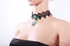 Hot Selling Original Retro Black Lace Neck Chain Blue Diamond Exquisite Halsband Kvinna Personlighet Smycken Partihandel