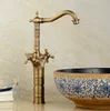 Torneiras de Bacia Banheira Antique Banheiro Faucet 360 Grau Spout Swivel Double Cross Handle Bath Cozinha Misturador Tapetes XT946