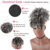 Silver Grey Afro Puff Bun With Bang Ponytail Hairpieces African American Short Afro Kinky Curly human hair Drawstring Ponytail hai2741818
