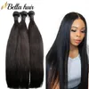 Bella Hair Obehandlat Virgin Haft Weft Extensions Straight Brasilian Peruvian Malaysian Indian Hair Buntles Double Weft Natural Color 3pcs