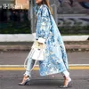 Autumn Womens Floral Pattern Printed Jacket Long Blends Coats Female Elegant Vintage Long Sleeve Party Woman Coats Winter 2020