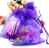 100 pcs Jewelry bags Pouches Purple With Drawstring bag Organza Gift Bag Packing Candy Bags Free Ship