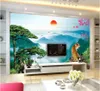 Custom photo wallpapers for walls 3d mural Chinese style rural landscape tree red sun tiger landscape mural bedroom TV background wall paper