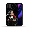 Custom Letter Customized Initial Marble Flowers Black Silicone Phone Case Cover For iPhone 11 Pro Max X XS Max XR 6 6S 7 8 Plus