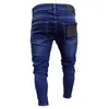 Jeans maschili uomo strappato in difficoltà vernice cerniera cerniera Colorblock Hole High Street Classic Denim Pants Pantaloni Slim Slim Matita