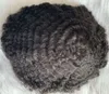 Afro-Amerikaanse Afro Kinky Curl Toupee Full Lace Unit Heren Pruik Indian Virgin Menselijk Haar Vervanging voor Black Man Fast Express Levering