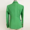 HIGH QUALITY 2020 New Baroque Designer Blazer Women's Lion Buttons Double Breasted Classic Slim Fit Blazer Jacket Emerald Green