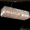 Inomhuskristall Droplight Modern Contemporary Rectangle Rain Drop Crystal Lekelerare för matsal Suspension Lampa Belysning Fixture