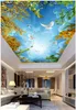 photo personalizzato soffitto murale carta da parati 3D zenit murale Bella atmosfera, splendidi rami, cielo azzurro e nuvole bianche, soffitto murale
