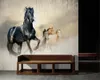 カスタム3D動物の壁紙ノルディックモダンミニマリストランニング馬フィギュア性格壁紙室内装飾壁紙