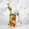 Hookah Silicone Barrel Rigs Mini Bong Water pipe Silicon Oil Drum rig quartz banger 5ml wax containers dab pad