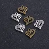 200 pz / lotto argento antico bronzo in lega di zinco amore cuore cavo pendenti di fascini in metallo per risultati di gioielli fai da te 14x15mm217Q