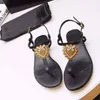 Summer beach fashion sandals female designer new flat slippers outdoor non-slip all-match dress flip flops with box large size 42
