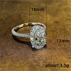 Sparkling Luxury Jewelry Real 925 Sterling Silver Large Oval Cut White Topaz CZ Diamond Gemstones Eternity Women Wedding Band Ring Gift