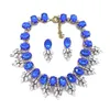 Isang varmförsäljning kvinna mode akryl uttalande halsband brud smycken multicolor diamant halsband örhängen smycken set