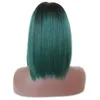 Perruques avant en dentelle verte Racines foncées ombre Green 2 Tone Couleur courte Bob Wig Fibre résistant aux cheveux synthétiques Wigs de dentelle sans monuil pour 7001843